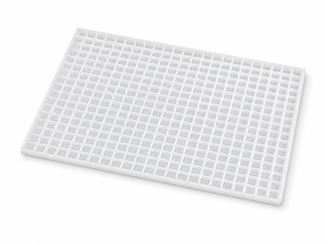 Angled top view of 1.5mL square silicone gummy mold with 432 cavities