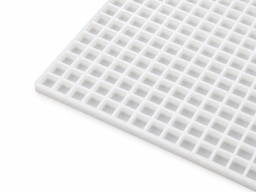 Close-up of 1.5mL square gummy mold cavities in platinum silicone