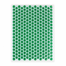 Top view of a 3mL hexagon gem gummy mold with 263 cavities filled with emerald green gummies on a white background