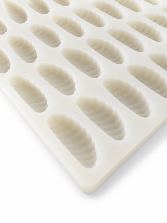 Close-up of 3mL orange slice gummy mold cavity detail
